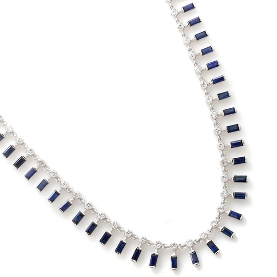 DIAMOND & BLUE SAPPHIRE FRINGE NECKLACE