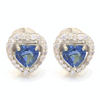 BLUE SAPPHIRE HALO HEARTBEAT STUDS | MINI EARRINGS