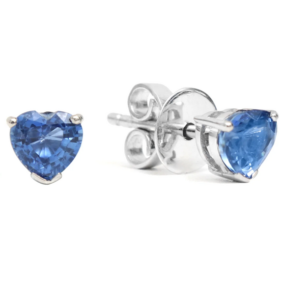 BLUE SAPPHIRE HEARTBEAT STUDS | MICRO EARRINGS