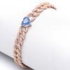 SKY BLUE SAPPHIRE HEART CUBAN CHAIN BRACELET