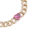 PINK SAPPHIRE HEART CUBAN CHAIN BRACELET