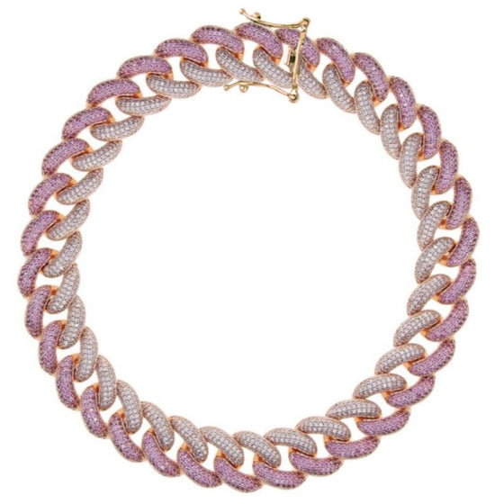 CHUNKY DIAMOND & PINK SAPPHIRE CHAIN BRACELET