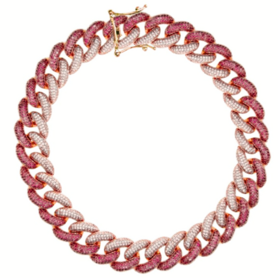 CHUNKY DIAMOND & RUBY CHAIN BRACELET