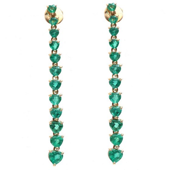 EMERALD HEART-DROP EARRINGS