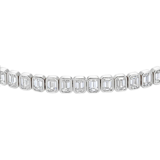 MINI DIAMOND (EMERALD-CUT) BEZELED TENNIS NECKLACE