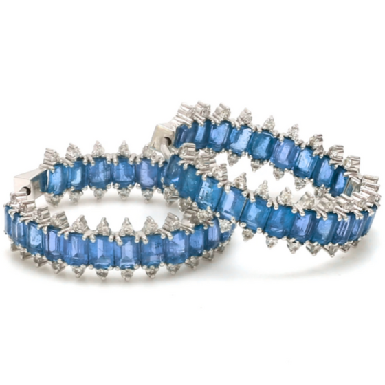 DIAMOND SPIKES & BLUE SAPPHIRE HOOPS