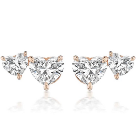 TWIN DIAMOND HEART STUDS