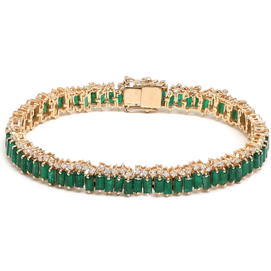 EMERALD AND DIAMOND SPRINKLES TENNIS BRACELET