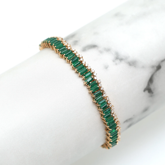 EMERALD AND DIAMOND SPRINKLES TENNIS BRACELET