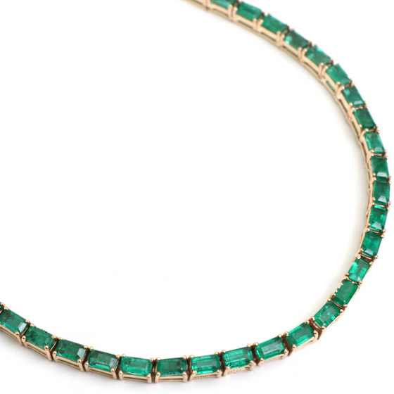 EMERALD GREEN (EMERALD-CUT) TENNIS NECKLACE