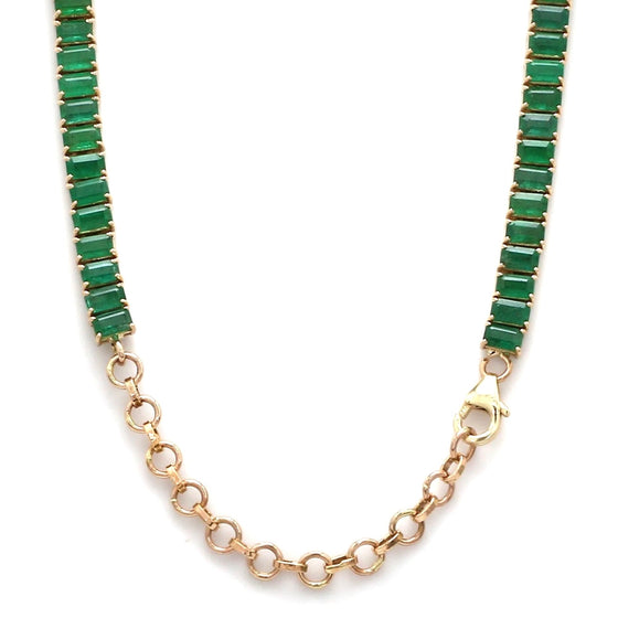 EMERALD GREEN (EMERALD-CUT) TENNIS NECKLACE