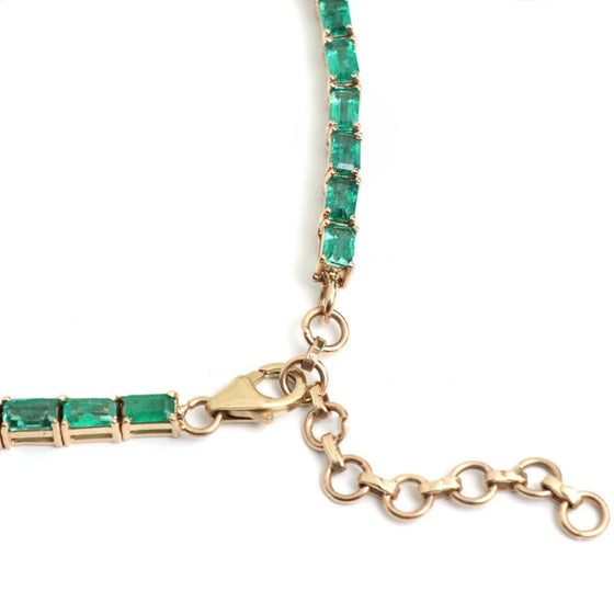 EMERALD GREEN (EMERALD-CUT) TENNIS NECKLACE