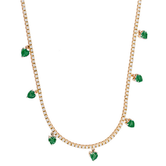 MICRO EMERALD HEARTS DIAMOND TENNIS CHOKER