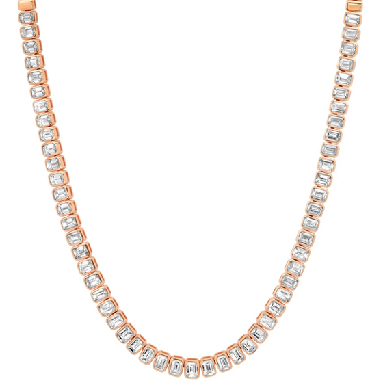 MINI DIAMOND (EMERALD-CUT) BEZELED TENNIS NECKLACE