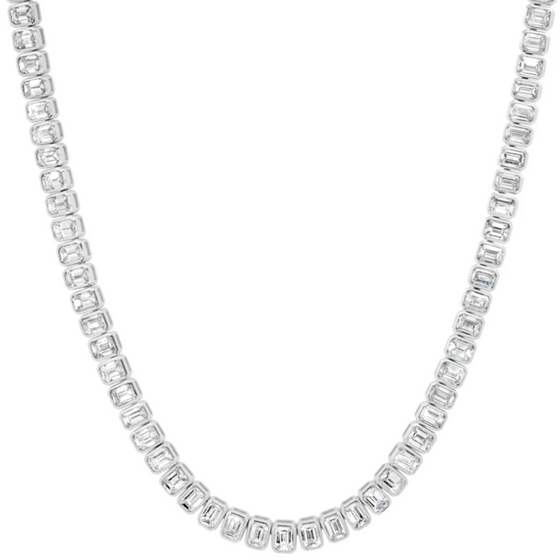 MINI DIAMOND (EMERALD-CUT) BEZELED TENNIS NECKLACE