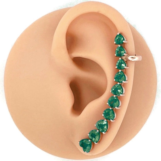 EMERALD HEART EAR CLIMBER