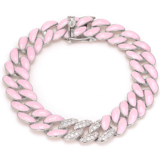 CHUNKY DIAMOND & ENAMEL CHAIN BRACELET