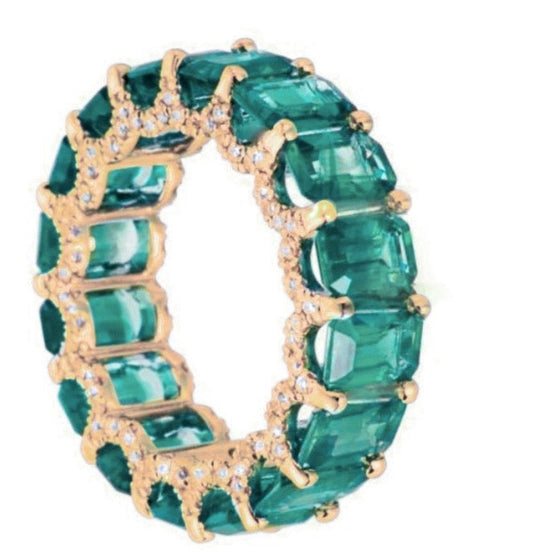 DIAMOND PEEK-A-BOO CHUNKY EMERALD ETERNAL RING