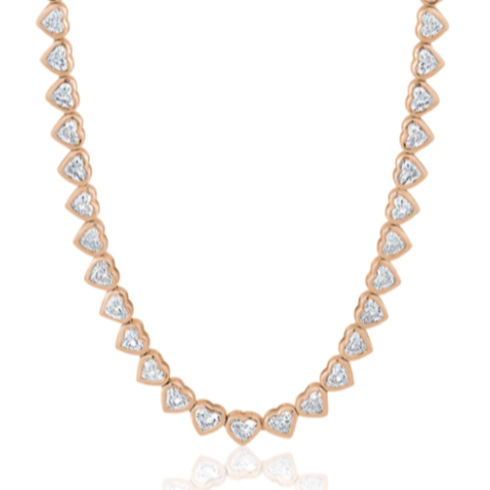 MINI DIAMOND HEARTS BEZELED TENNIS NECKLACE