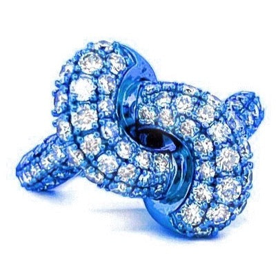 'I LITERALLY CAN KNOT!' DIAMOND & BLUE RHODIUM RING