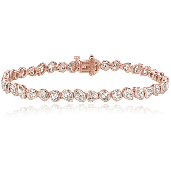 MINI MIX-SHAPE DIAMOND BEZELED TENNIS BRACELET