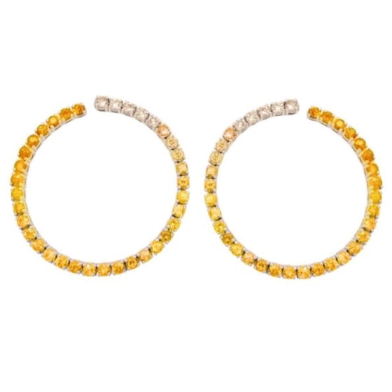 OMBRE DIAMOND & YELLOW SAPPHIRE CRESCENT HOOPS