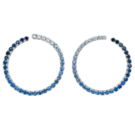 OMBRE DIAMOND & BLUE SAPPHIRE CRESCENT HOOPS