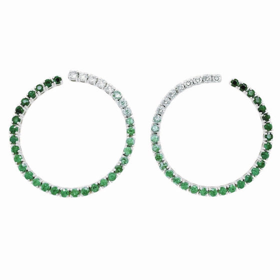 OMBRE DIAMOND & EMERALD CRESCENT HOOPS