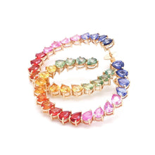  PARTY-COLORED SAPPHIRE PEAR-SHAPE CRESCENT HOOPS