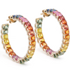 DIAMOND PEEK-A-BOO CHUNKY PARTY-COLORED SAPPHIRE HOOPS