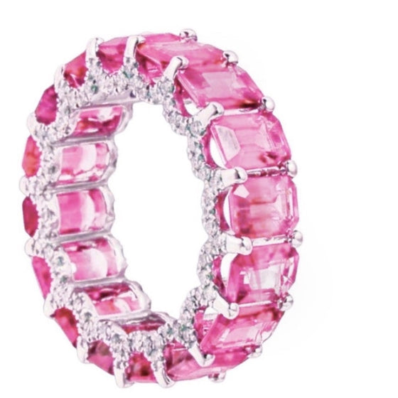 DIAMOND PEEK-A-BOO CHUNKY PINK SAPPHIRE ETERNAL RING