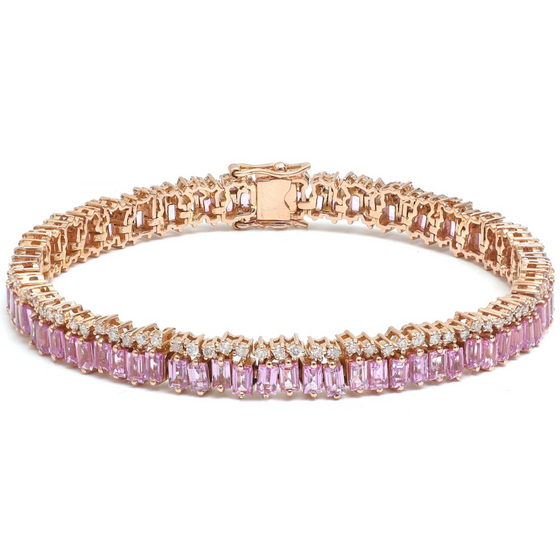 PINK SAPPHIRE AND DIAMOND SPRINKLES TENNIS BRACELET