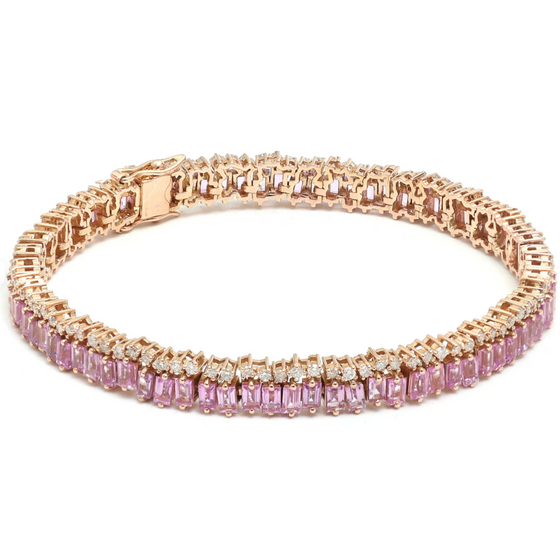 PINK SAPPHIRE AND DIAMOND SPRINKLES TENNIS BRACELET