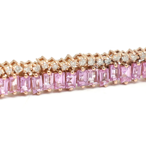 PINK SAPPHIRE AND DIAMOND SPRINKLES TENNIS BRACELET