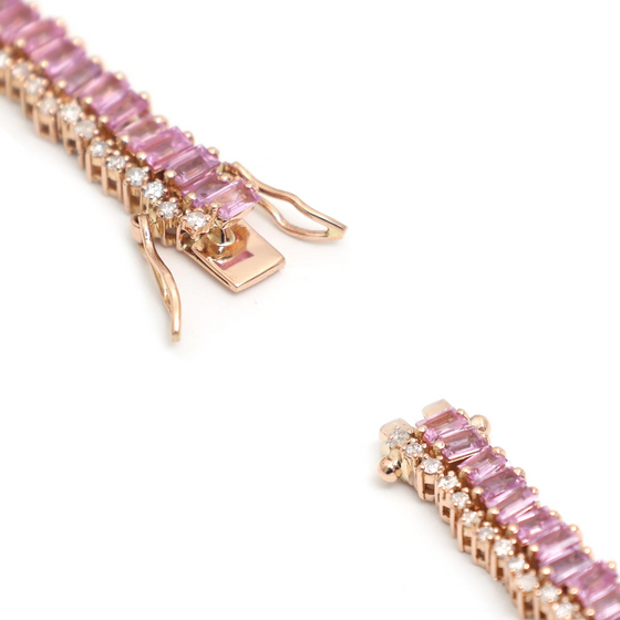 PINK SAPPHIRE AND DIAMOND SPRINKLES TENNIS BRACELET