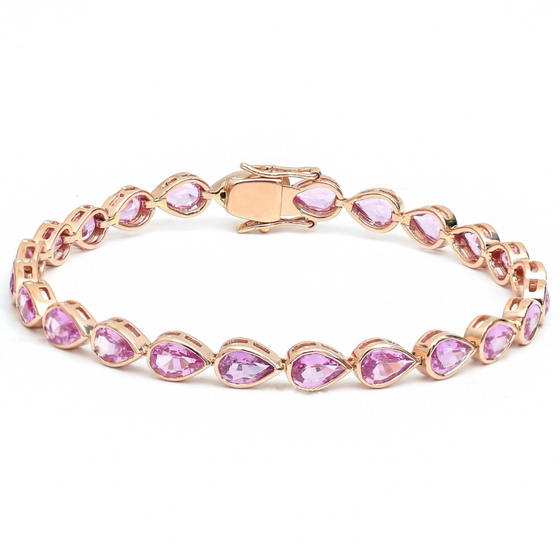 PINK SAPPHIRE BEZELED PEAR-CUT TENNIS BRACELET