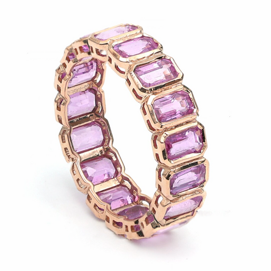 PINK SAPPHIRE BEZELED ETERNAL RING