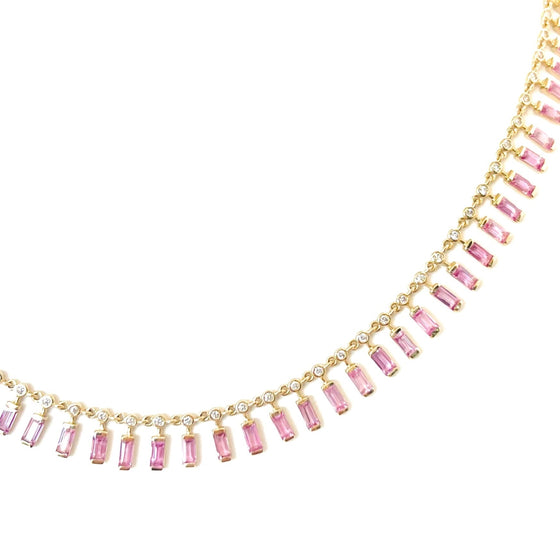 DIAMOND & PINK SAPPHIRE FRINGE NECKLACE