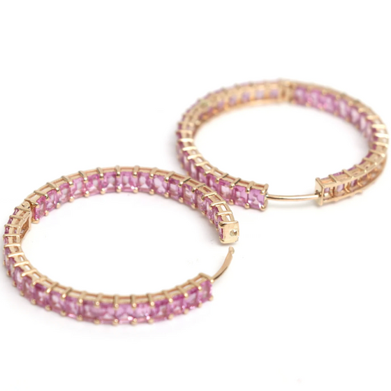 PINK SAPPHIRE CHUNKY HOOPS