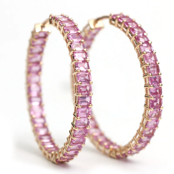 PINK SAPPHIRE CHUNKY HOOPS