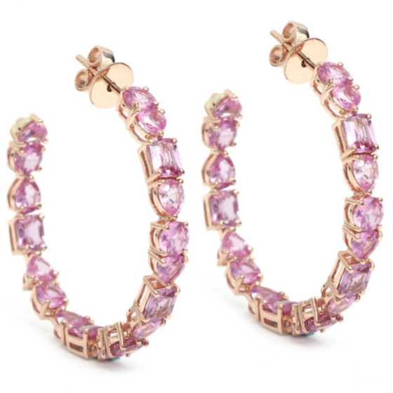 PINK SAPPHIRE MIX-SHAPE HOOPS