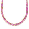 PINK SAPPHIRE (EMERALD-CUT) BEZELED TENNIS NECKLACE