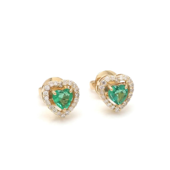 EMERALD HALO HEARTBEAT STUDS | MINI EARRINGS