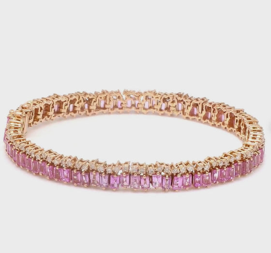 PINK SAPPHIRE AND DIAMOND SPRINKLES TENNIS BRACELET