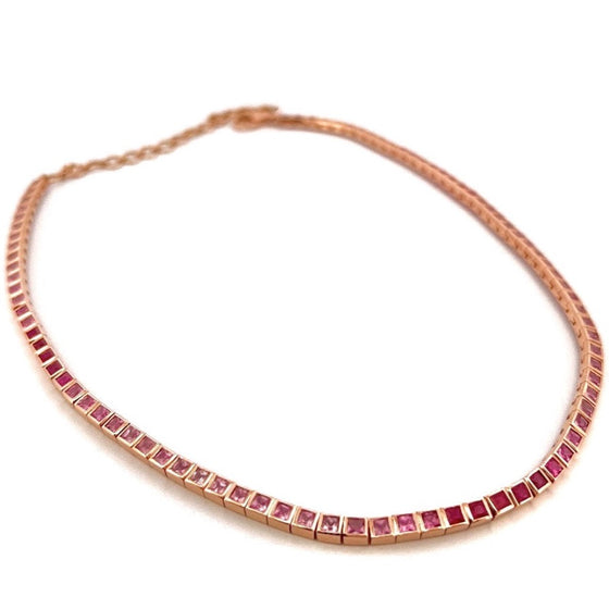 OMBRE PINK/RUBY BEZELED TENNIS NECKLACE