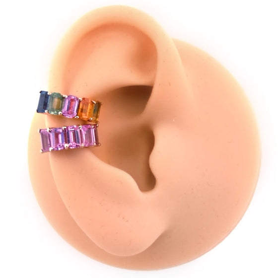 PARTY-COLORED SAPPHIRE CHUNKY EAR CUFF