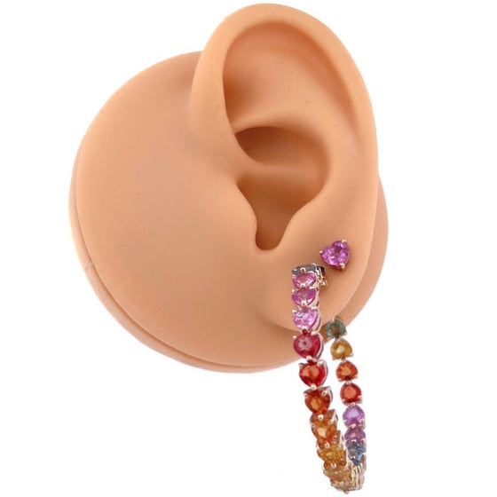 PINK SAPPHIRE HEARTBEAT STUDS | MICRO EARRINGS