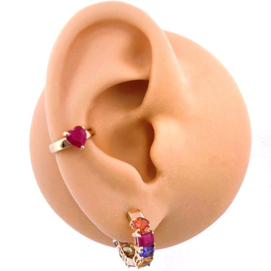 RUBY CANDY HEART EAR CUFF