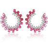 ZIGZAG DIAMONDS RUBY/PINK CRESCENT HOOPS