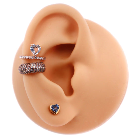 BLUE CANDY HEART & DIAMOND EAR CUFF